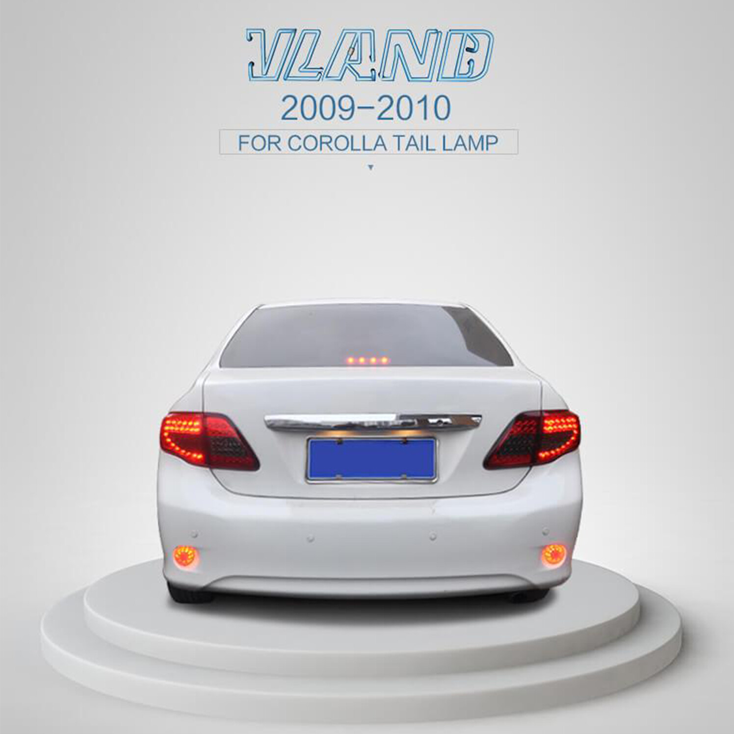 VLAND LED Smoked Red Tail Lights Fit 2008-2011 Toyota Corolla Rear Brake Lamps
