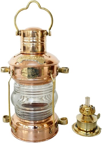Brass Hanging Lantern Anchor Oil Lamp Vintage Maritime Ship Lantern Light 11'' - Picture 6 of 10