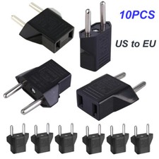 10 Pack US USA to EU Euro Europe Power Jack Wall Plug Converter Travel Adapter