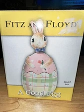 Fitz and Floyd Essentials ‘A Good Egg' Easter Bunny Candy Dish Bowl New In Box