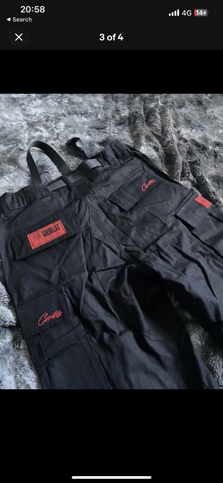 CORTEIZ RED BLACK GUERILLAZ CARGO PANT BLACK Size SMALL eBay