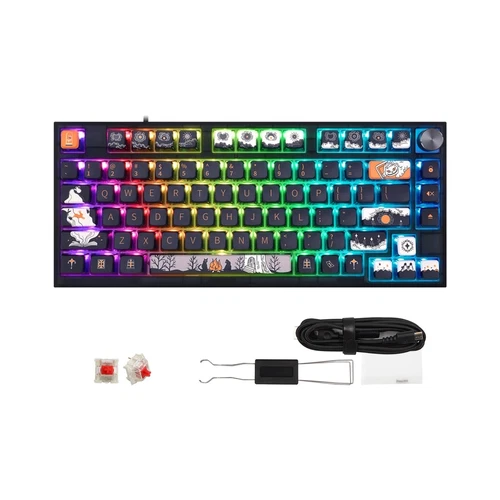 MOLGRIA SKYLOONG GK75 75-Key RGB Backlit Gaming Keyboard with Side Transparen...