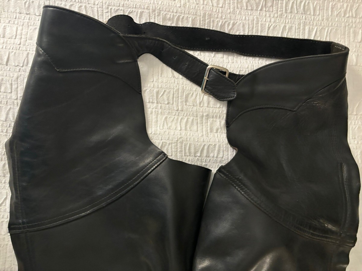 US Chap and Saddlebag Black Leather Chaps Ss L - USA Made One