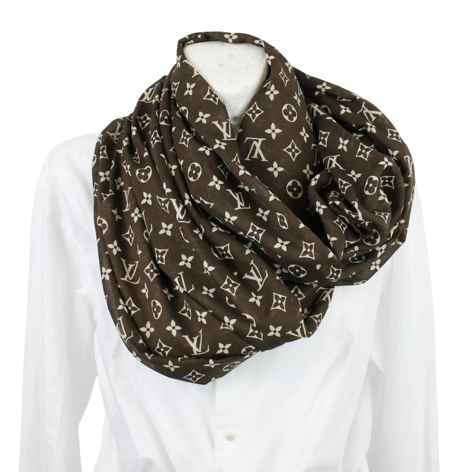 LOUIS VUITTON Schal Damen ONE SIZE Big Thin Monogram Logo Print Braun - Bild 2 von 4