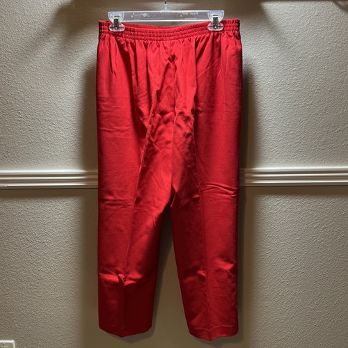 Pantalone donna Alfred Dunner taglia 10P rosso vestito casual pull on elastico in vita nuovo senza etichette - Foto 3 di 4