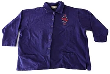 Red Hat Society Button Jacket Sweater Women's 2X Purple 2XL Top Stitch