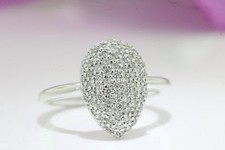 Pear Shape Cluster Ring 1.6ct Round Cut Simulated Diamond 14k White Gold Plated
