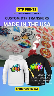 Custom DTF Print Your Photo, Logo Custom Design Ready To Press Film for T-Shirts