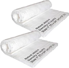 Ceramic Fiber Blanket - 1"x12"x24" Thermal High Temp Insulation 2600F - 2 Piece