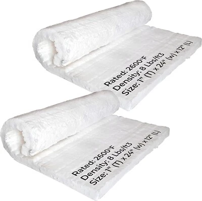 SIMOND STORE Ceramic Fiber Blanket - 1"x12"x24" Thermal High Temp Insulation 2600F - 2 Piece