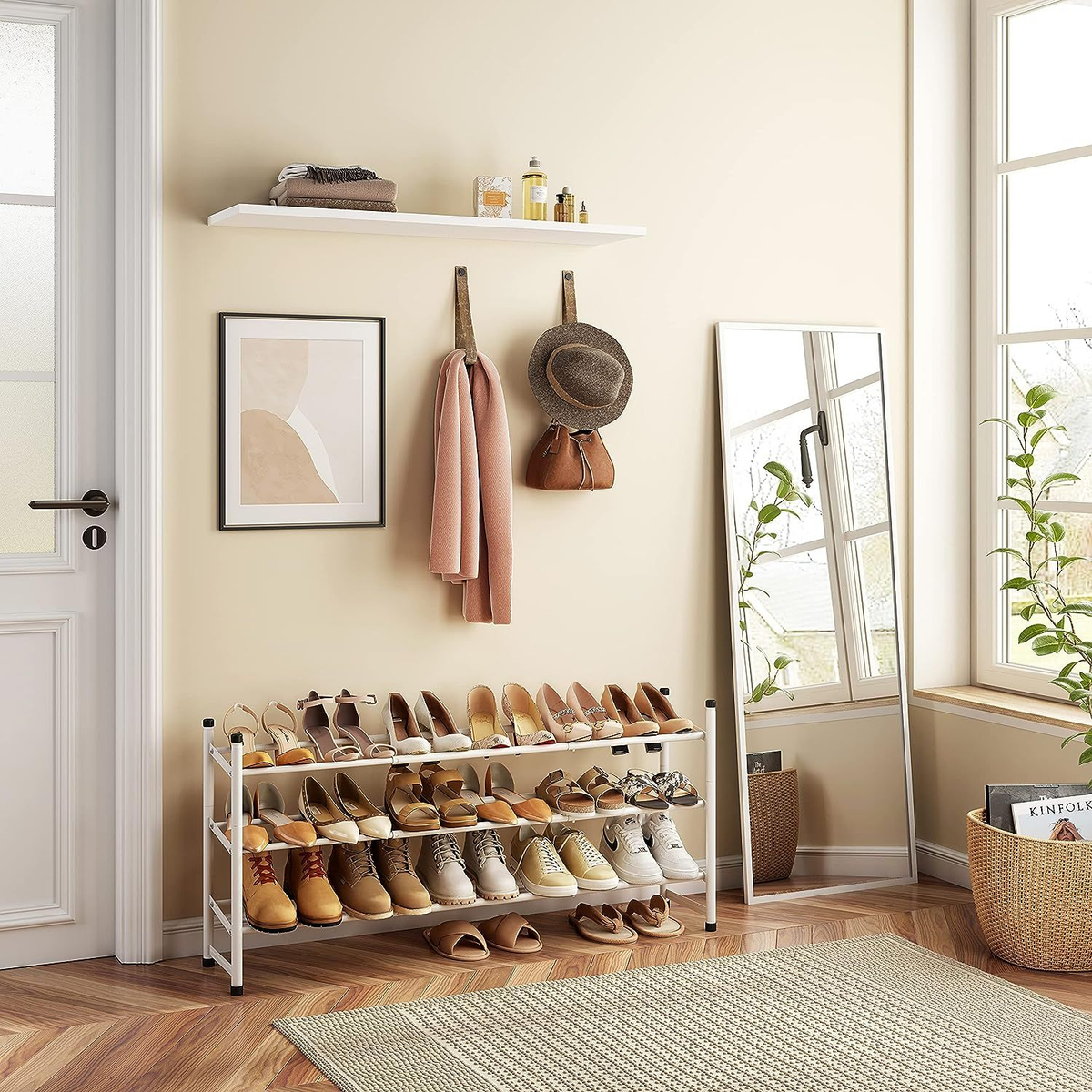 Tajsoon Expandable Shoe Rack Organizer, 3 Tier Adjustable 3 Tier