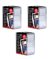 (3-Pack) Ultra Pro 100 Card 2-Piece DIAMOND CORNER Storage Box Slide Snap Lock