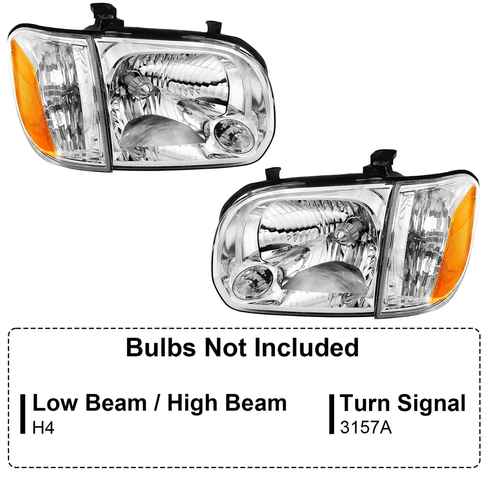 4PCS Headlights For 2005 2006 Toyota Tundra 05-07 Sequoia Pickup Headlamps LH+RH Foto 3 de 4