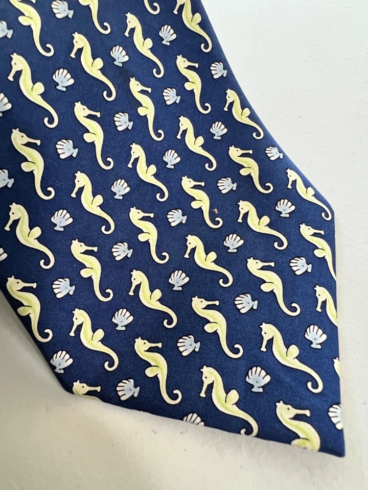 Corbata SERO Classics Nueva Inglaterra Azul 100% Hecha a Mano Seda Océano Náutico Mar Novedad Foto 2 de 4