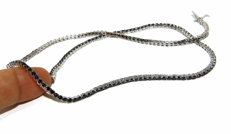 collana tennis argento 925 nero zirconi 2,5mm donna uomo brillanti collier - Immagine 4 di 4