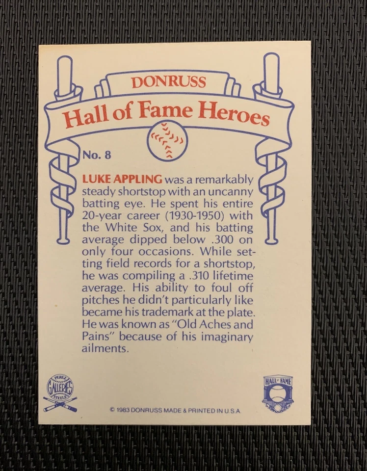 1983 DONRUSS HOF HEROES CARD SIGNED AUTO LUKE APPLING CHICAGO WHITE SOX - Image 2 of 2