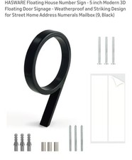 Lot Of 10 - 5 Inch Floating House Number, Mailbox Door Numbers Sign, Black 9