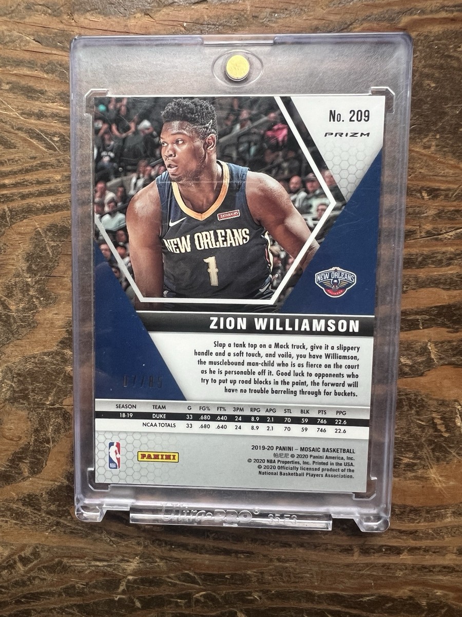 2019-20 Panini Mosaic - Blue Fast Break Prizm #209 Zion Williamson