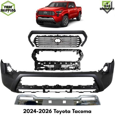 Front Bumper Cover Primed Plastic & Grille Assembly For 2024-2026 Toyota Tacoma
