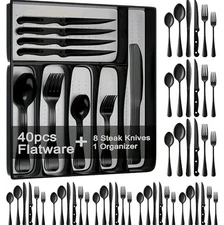 49 Pcs Silverware Set for 8 Stainless Steel Flatware Cutlery Utensil Kitchen New