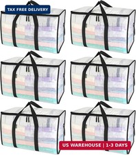 6-Pack Oversized Moving Bags with Reinforced Handles, Heavy-Duty Storage Tote fo