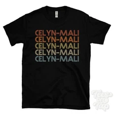 CELYN-MALI REPEATED RETRO STYLE T-SHIRT mens & womens uk place name gift