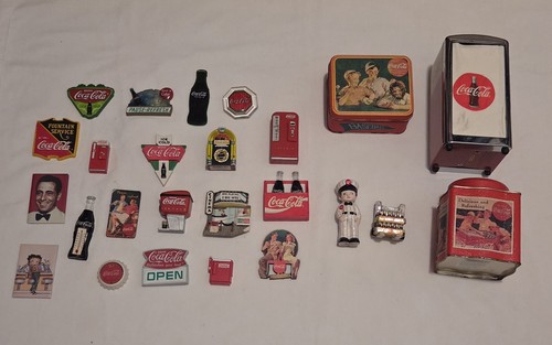 Coca Cola 1950's Kitchen Magnets Napkin Holder Salt Pepper Shakers Tins Lot