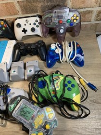 Mixed Lot Of Video Game Controllers & Accessories Untested For Parts Or Repair