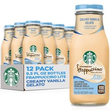 Starbucks Frappuccino Lite, Creamy Vanilla Gelato, 9.5 Fl Oz Bottles Pack of 12