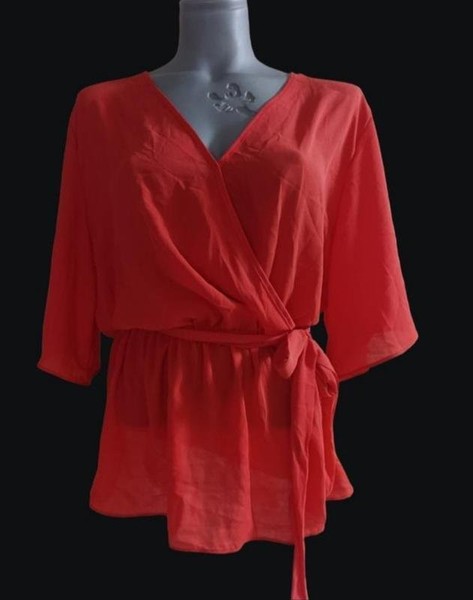 Women New Look Shirt Red Polyester 42