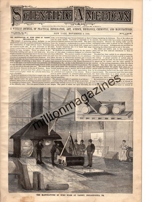 1892 Scientific American November 5 - Tacony PA manufacture of wire glass;