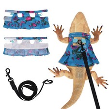 Bearded Dragon Harness and Leash Skirts Set Adjustable Reptile Lizard Leash R...