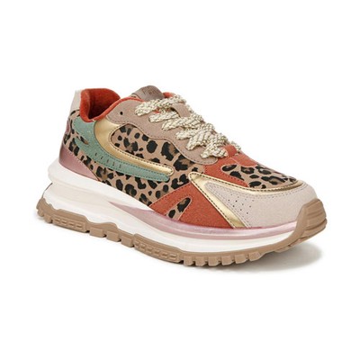 Leo Lace Up Platform Sneakers Leopard Microsuede/Faux Leather- Polyurethane