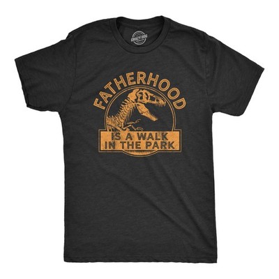 Mens Fatherhood Is A Walk In The Park T Shirt Funny Fathers Day Dinosaur Movie
