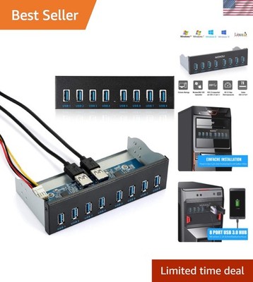 8-Port USB 3.0 Front Panel Hub Expansion Card - with 19-Pin & SATA Cables, 5 ...
