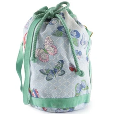 HERMES Canvas Drawstring Shoulder Bag Women’s Bag Butterfly Motif Pre-owned Used