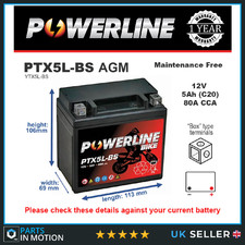PTX5L-BS Replaces YTX5L-BS BATTERY 50CC 90CC 110CC ATV QUAD NTS5LBS
