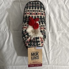 Muk Luks Women's Fair Isle Non-Slip Ballerina Slippers L / XL 8-10 Warm  Cozy