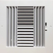 Four-Way Plastic Side Wall/Ceiling Register in White 8"w X 8"h for Duct Openi...
