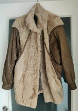 True Vintage Lederjacke Kurzmantel Pelz Oversize 40 42 44 Braun 70er 80er L XL
