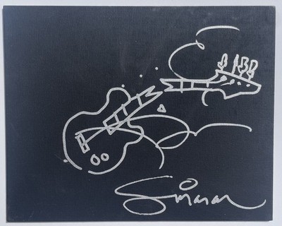 SIGNIERT PAUL SIMONON THE CLASH 9,5x12 LEINWAND SKIZZE SELTEN AUTHENTISCH LONDON CALLING
