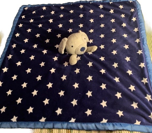 Cloud Island XL Puppy Dog Security Blanket Lovey Blue Gray Stars Excellent Used Condition  