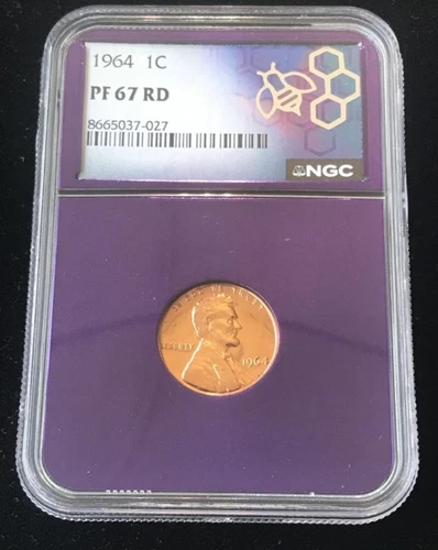 1964 LINCOLN CENT ~ NGC PF 67 ~ RED ~ TRADER BEA LABEL ~ BRIGHT & BOLD