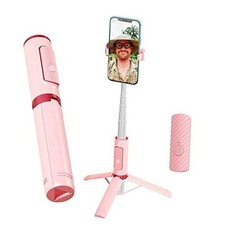Selfie Stick, Foldable Cellphone Tripod with Remote, Travel Tripod for Pink