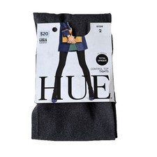 Hue Total Opaque Control Top Tights Size 2 Gray 90 Denier