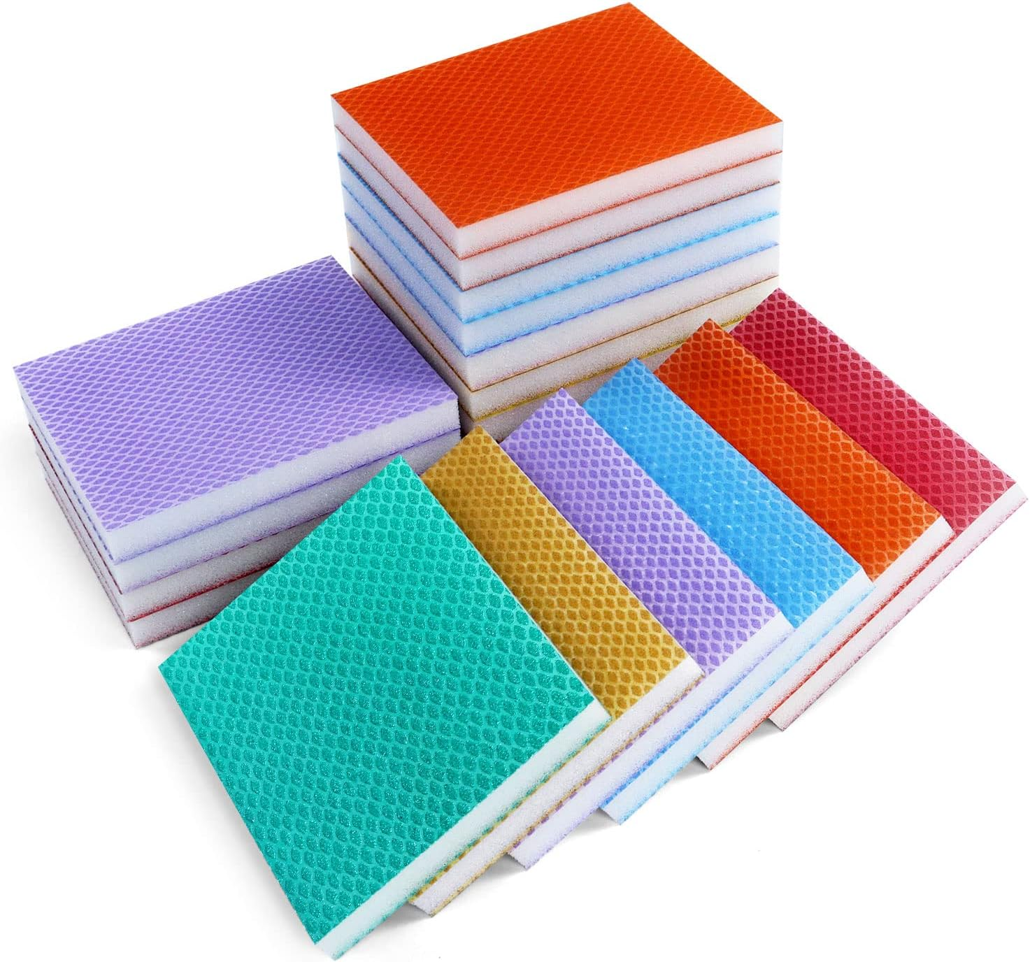 18Pcs Sanding Sponges Set 150-600 Grit Sanding Pads,Soft Flexible Wet Dry Rhomb
