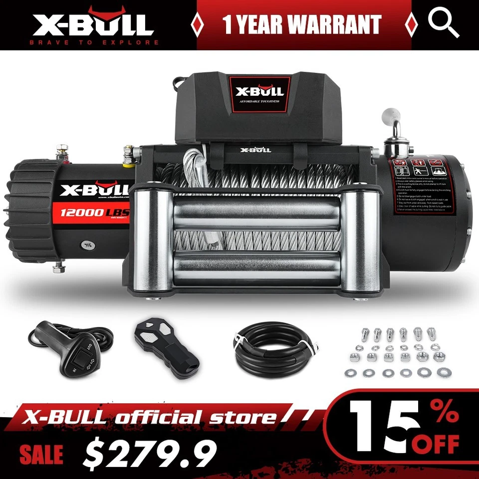 X-BULL Electric Winch 10000LB 12000LBS 13000LBS 14500LBS Winch 4WD Trailer Jeep Foto 3 de 4