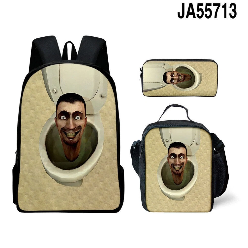 Skibidi Toilet Speakerman Backpack Set, School Bag for Kids