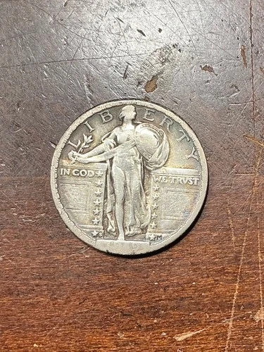 1919 S STANDING LIBERTY QUARTER SCARCE DATE VF CLEANED