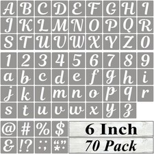 6 Inch Letter Stencils for Painting - 70 Pack Alphabet Letter and Number Sten...